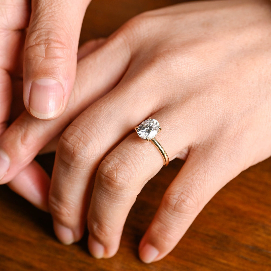 1.50ct-2.50ct Oval Cut Lab Grown Diamond Hidden Halo Engagement Ring