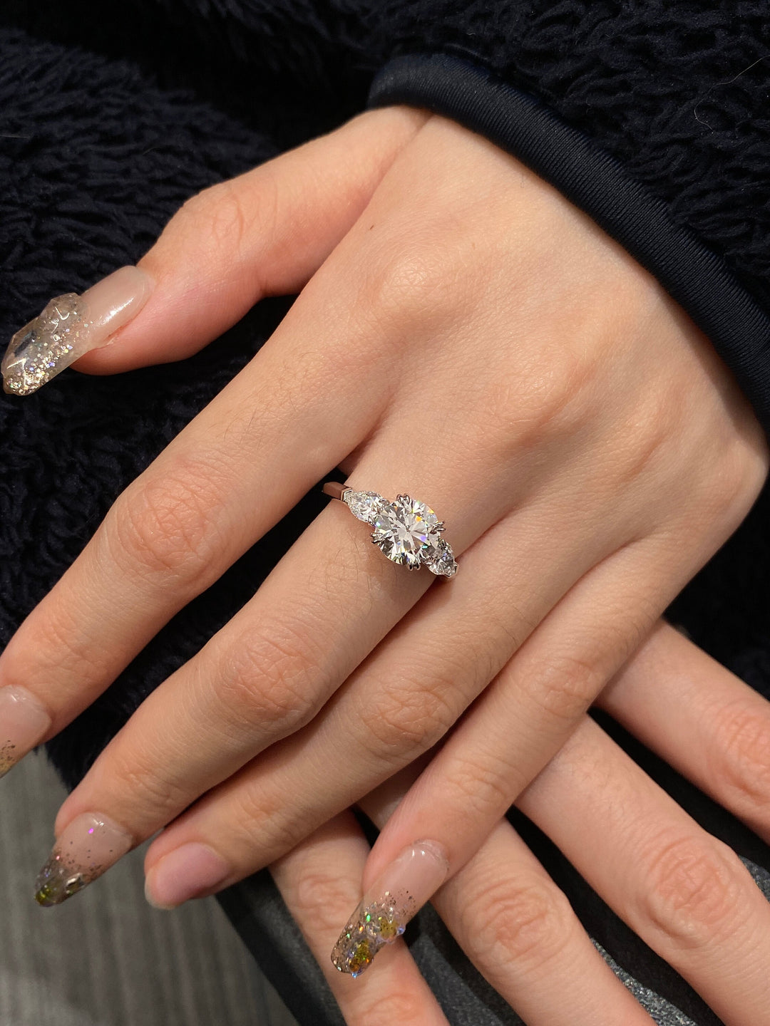 1.50ct-2.50ct Round Cut Lab Grown Three Stone Diamond Engagement Ring