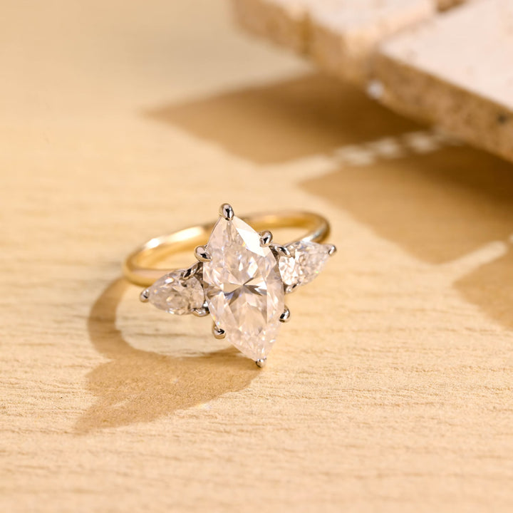 1.50ct-2.50ct Marquise Cut Lab Grown Diamond Three Stones Engagement Ring