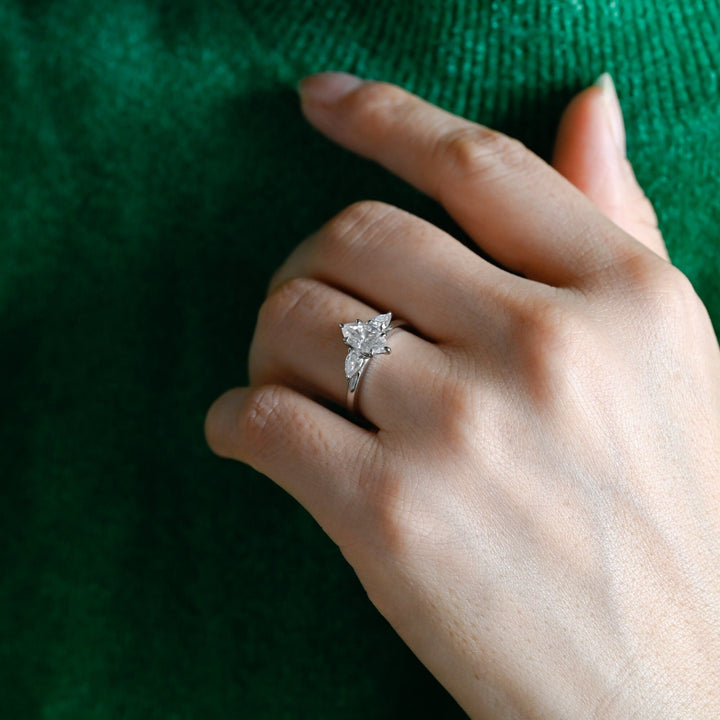 1.50ct-2.50ct Marquise Cut Lab Grown Diamond Three Stones Engagement Ring