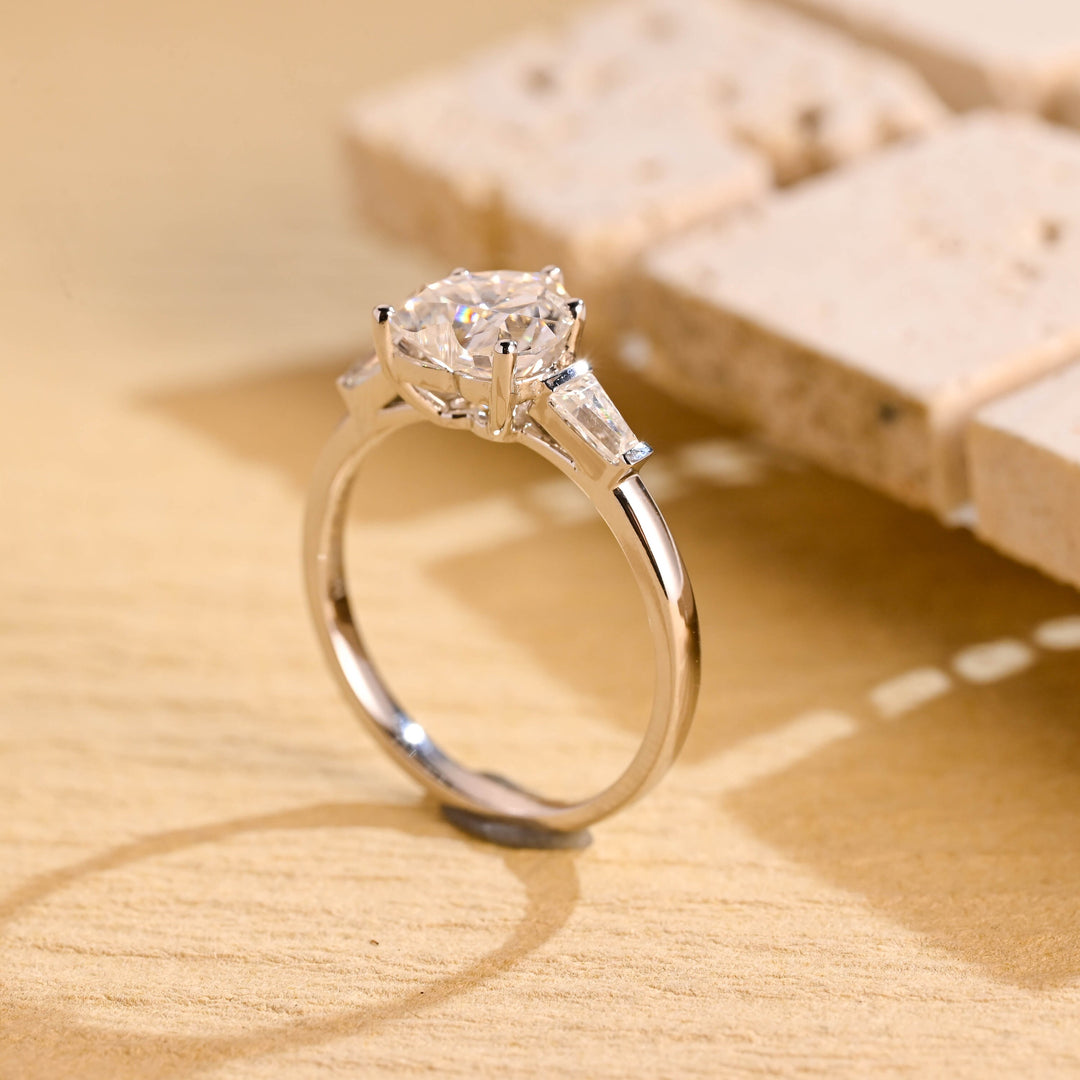 1.0ct-2.0ct Heart Cut Lab Grown Diamond Three Stone Engagement Ring