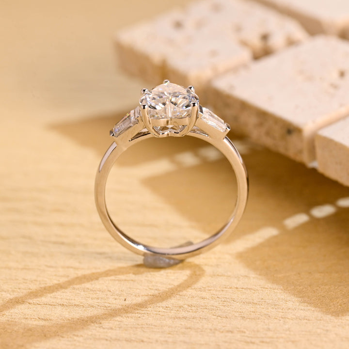 1.0ct-2.0ct Heart Cut Lab Grown Diamond Three Stone Engagement Ring