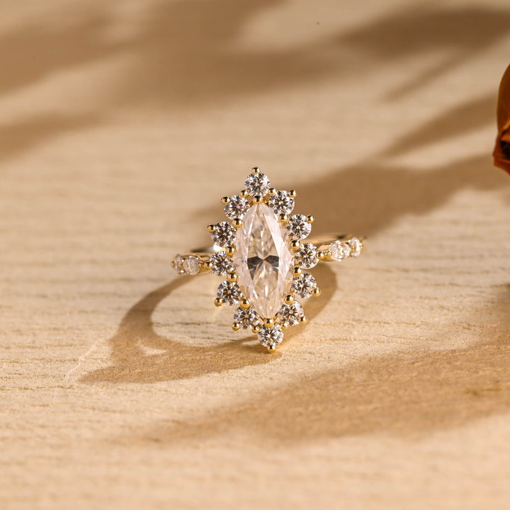 1.0ct-2.0ct Marquise Cut Lab Grown Diamond Cluster Engagement Ring