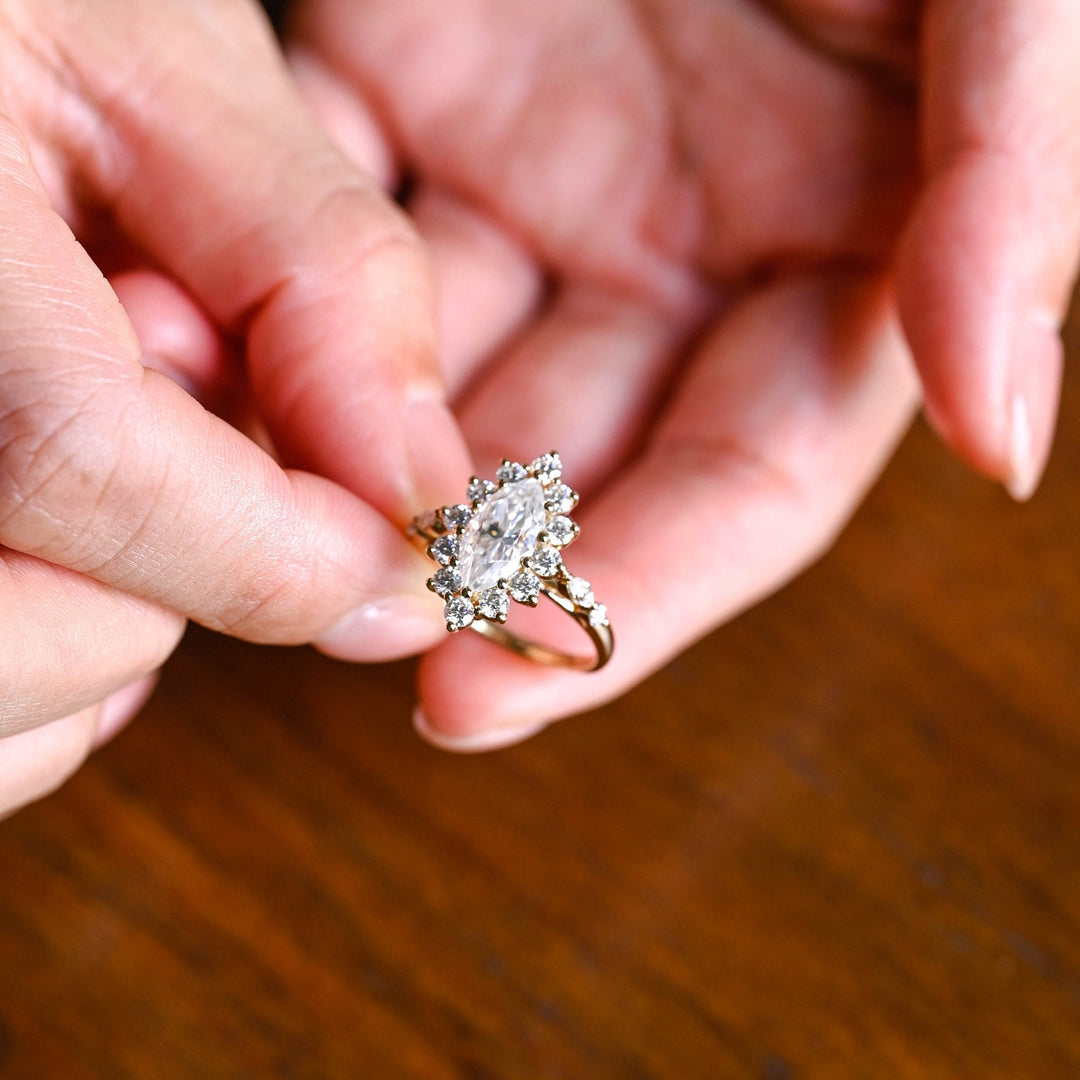 1.0ct-2.0ct Marquise Cut Lab Grown Diamond Cluster Engagement Ring