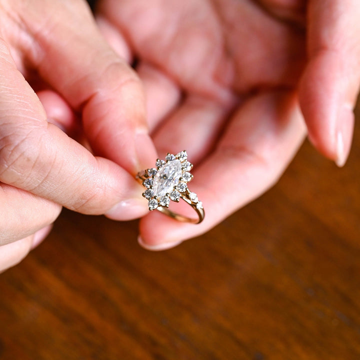 1.0ct-2.0ct Marquise Cut Lab Grown Diamond Cluster Engagement Ring