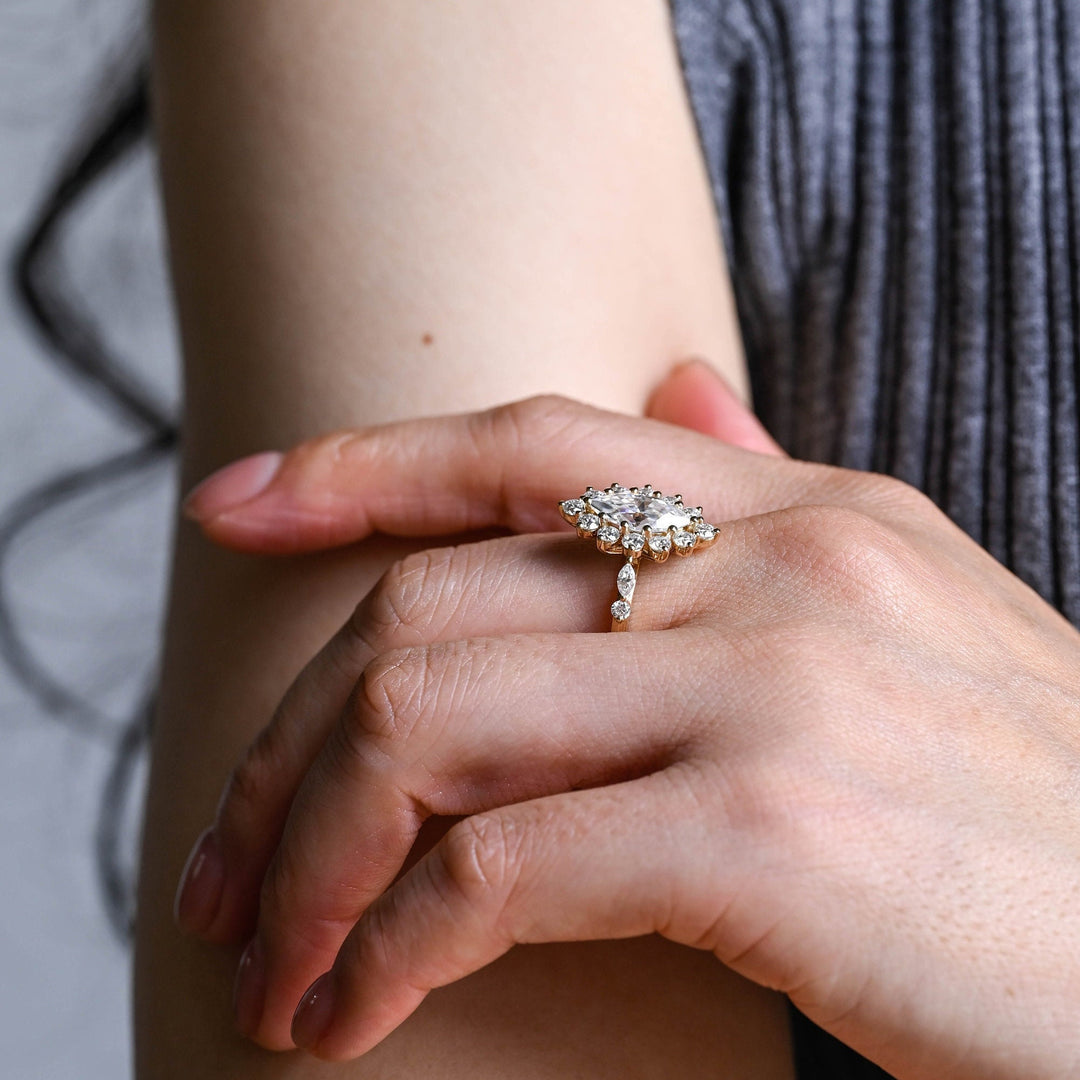 1.0ct-2.0ct Marquise Cut Lab Grown Diamond Cluster Engagement Ring