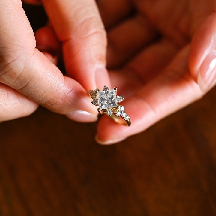 1.50ct-2.50ct Princess Cut Lab Grown Diamond Cluster Engagement Ring