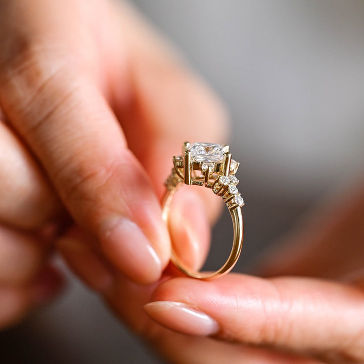 1.50ct-2.50ct Princess Cut Lab Grown Diamond Cluster Engagement Ring
