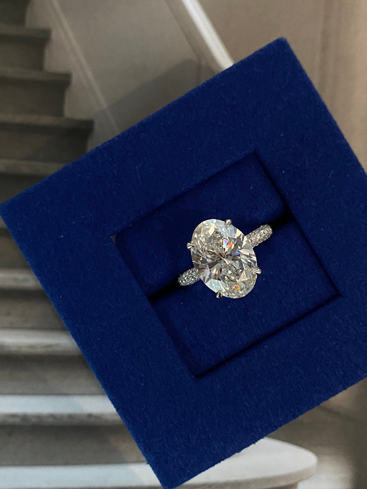 1.50ct-2.50ct Oval Cut Lab Grown Diamond Micro Pave Engagement Ring