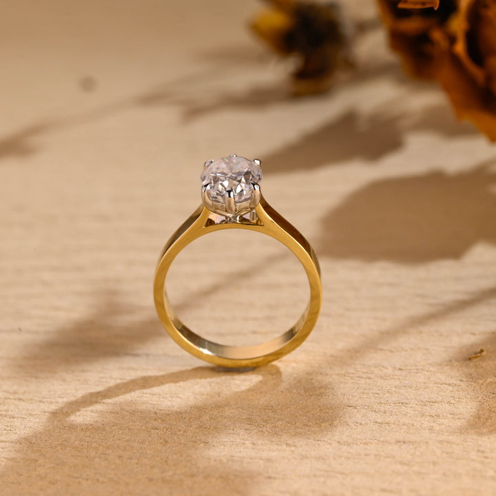 1.50ct-2.50ct Oval Cut Lab Grown Diamond Thick Band Engagement Ring