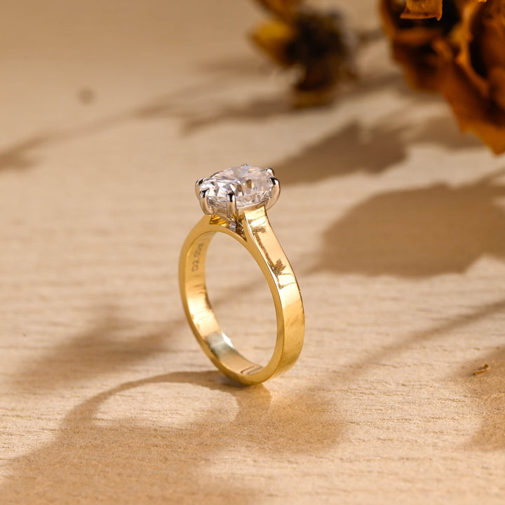 1.50ct-2.50ct Oval Cut Lab Grown Diamond Thick Band Engagement Ring