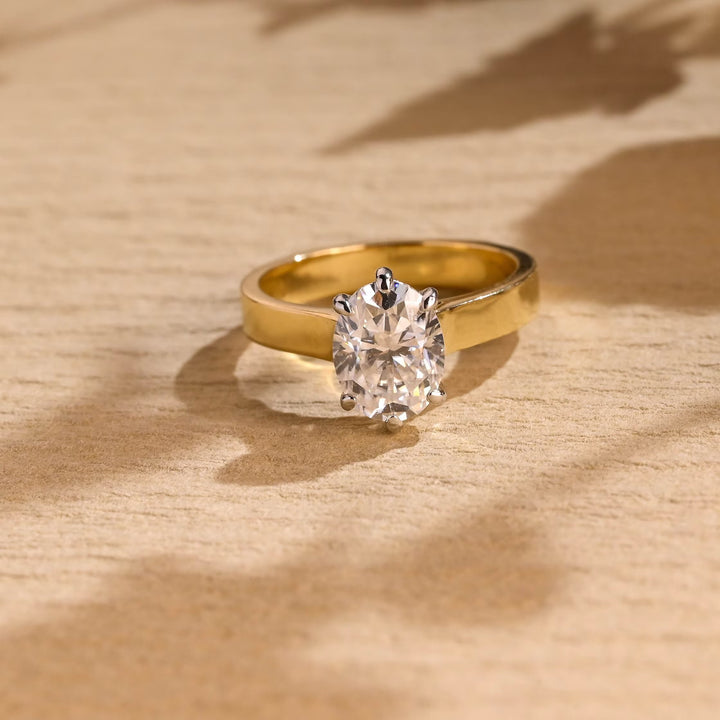 1.50ct-2.50ct Oval Cut Lab Grown Diamond Thick Band Engagement Ring