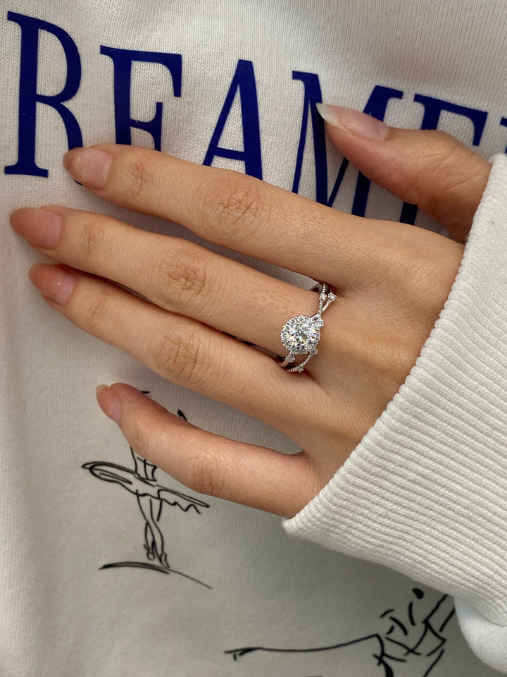 2.0ct-3.0ct Round Cut Lab Grown Diamond Tree Branch Engagement Ring