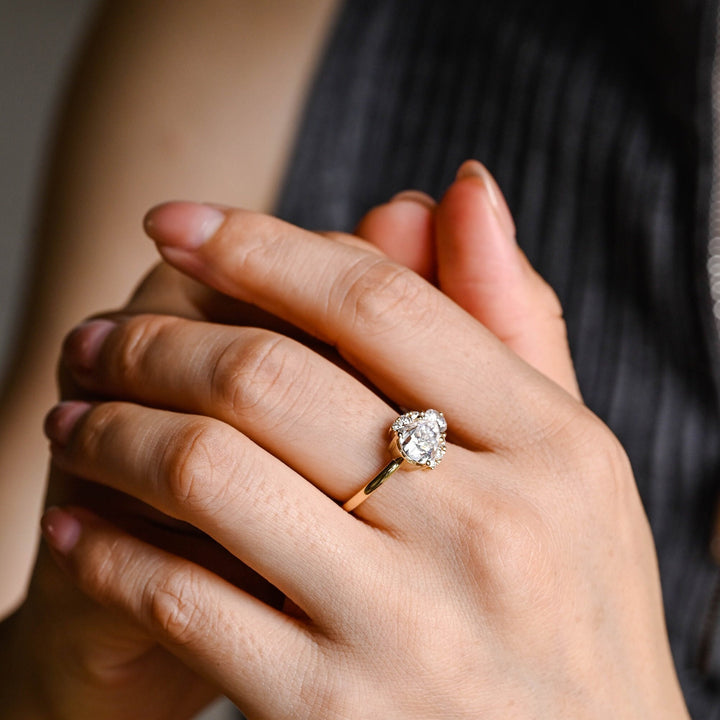 2.50ct-3.50ct Pear Cut Lab Grown Diamond Unique Cluster Engagement Ring