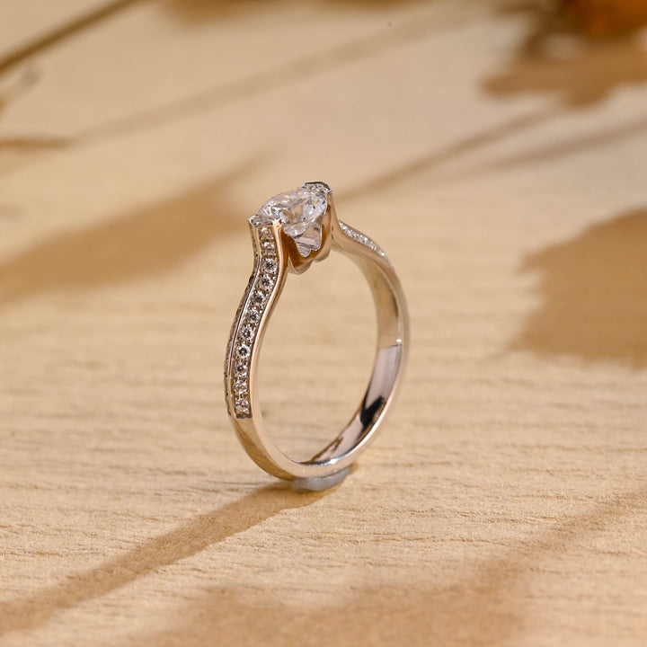 0.50ct-1.50ct Round Cut Lab Grown Vintage Pave Diamond Engagement Ring