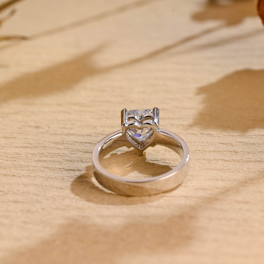 1.0ct-2.0ct Heart Cut Lab Grown Diamond Solitaire Engagement Ring
