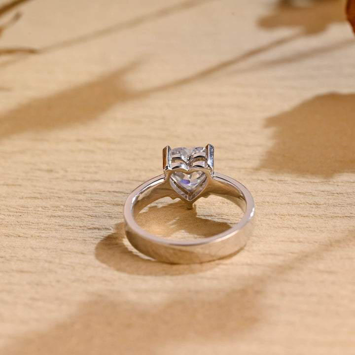 1.0ct-2.0ct Heart Cut Lab Grown Diamond Solitaire Engagement Ring