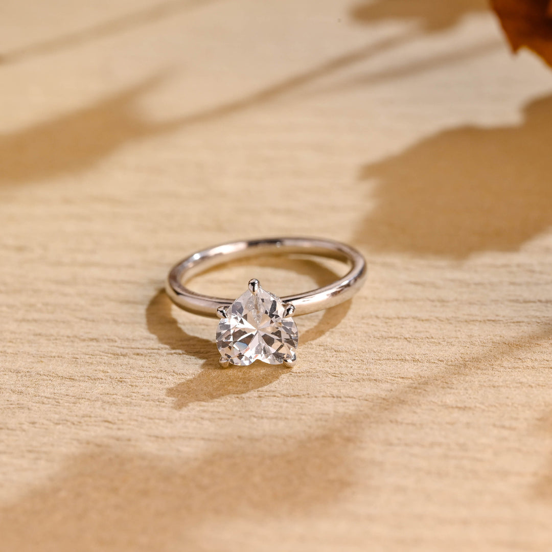 1.0ct-2.0ct Heart Cut Lab Grown Diamond Hidden Halo Engagement Ring