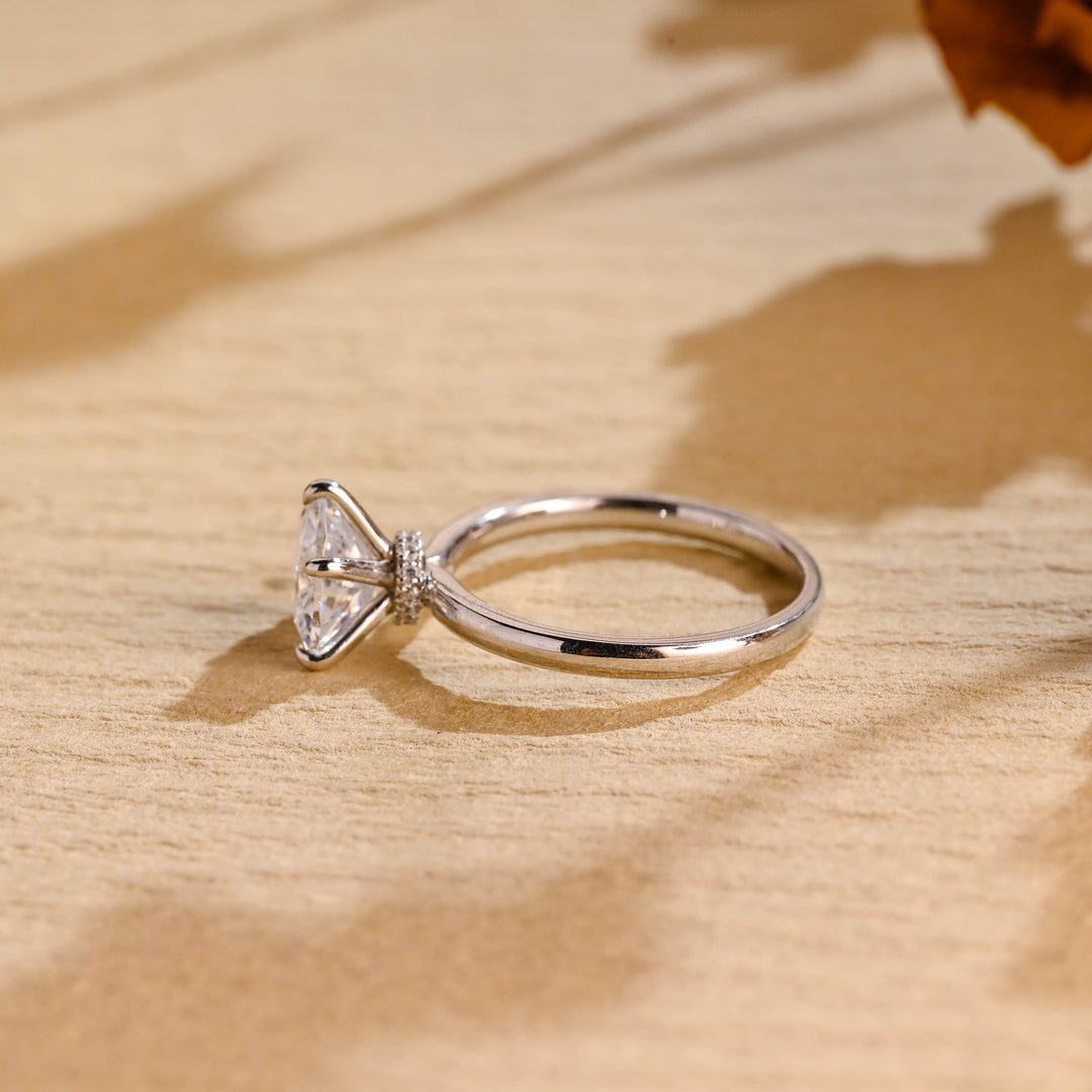 1.0ct-2.0ct Heart Cut Lab Grown Diamond Hidden Halo Engagement Ring