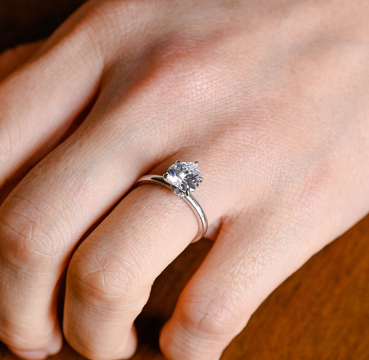 1.0ct-2.0ct Heart Cut Lab Grown Diamond Hidden Halo Engagement Ring