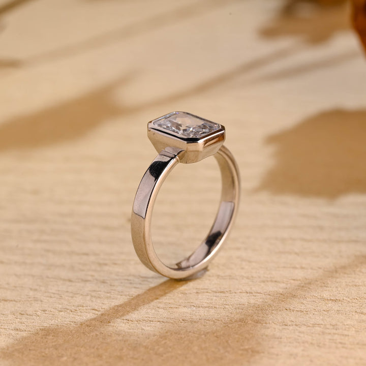 1.50ct-2.50ct Bezel Set Radiant Cut Lab Grown Diamond Engagement Ring