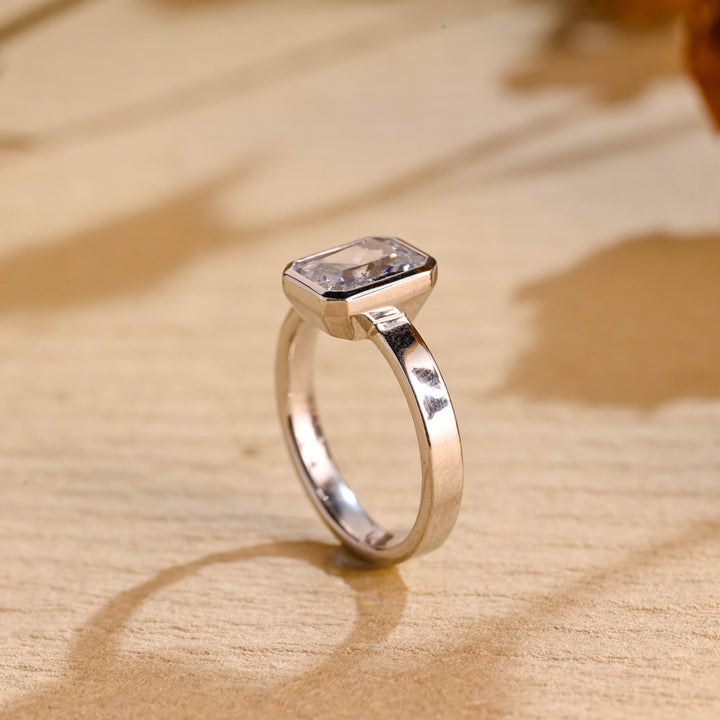 1.50ct-2.50ct Bezel Set Radiant Cut Lab Grown Diamond Engagement Ring
