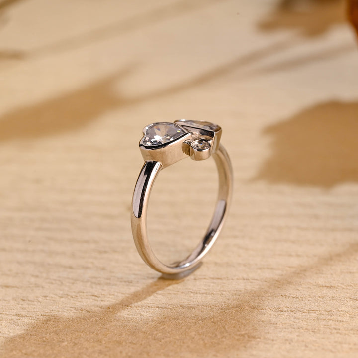 1.0ct-2.0ct Heart Cut Lab Grown Diamond Two Stone Engagement Ring