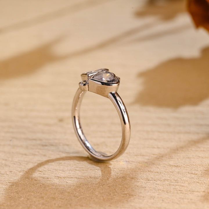 1.0ct-2.0ct Heart Cut Lab Grown Diamond Two Stone Engagement Ring