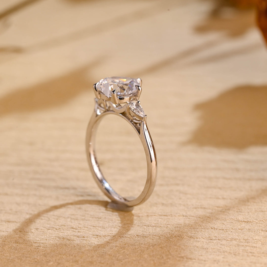 2.0ct-3.0ct Heart Cut Lab Grown Diamond Three Stone Engagement Ring