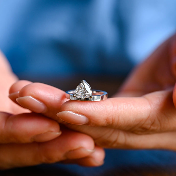 1.0ct-2.0ct Trillion Cut Lab Grown Diamond Solitaire Engagement Ring