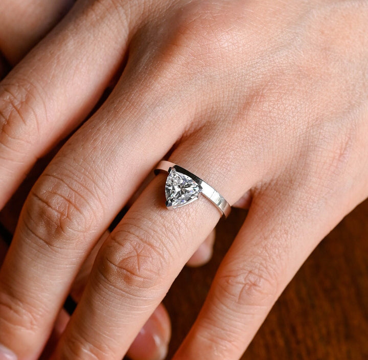 1.0ct-2.0ct Trillion Cut Lab Grown Diamond Solitaire Engagement Ring