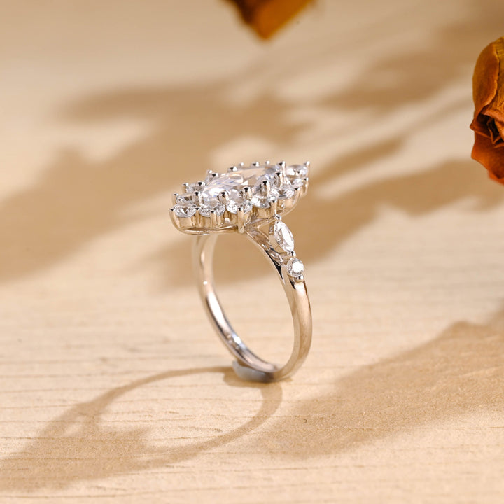 1.0ct-2.0ct Marquise Cut Lab Grown Diamond Cluster Engagement Ring