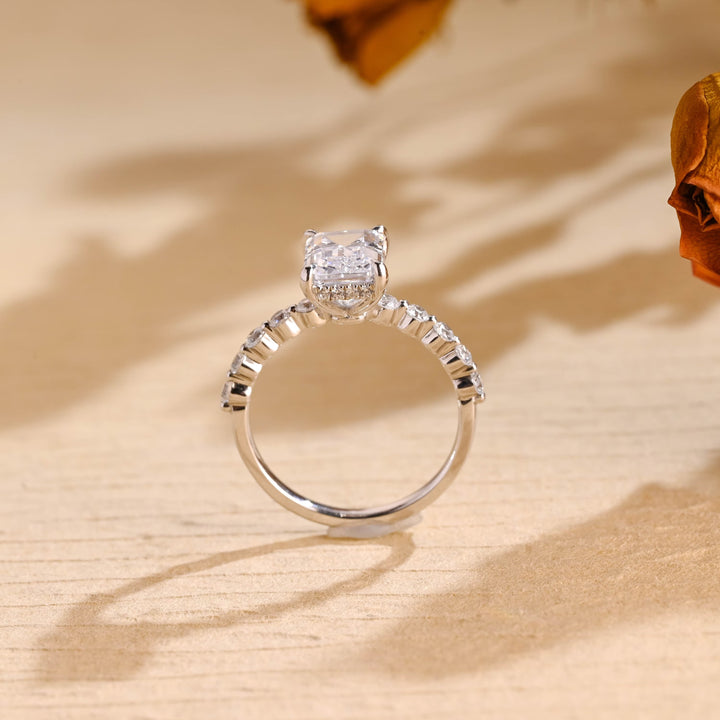 1.50ct-2.50ct Emerald Cut Lab Grown Diamond Hidden Halo Engagement Ring
