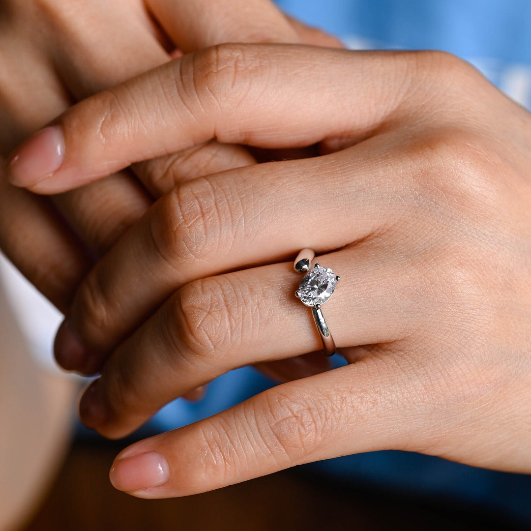 1.50ct-2.50ct Oval Cut Lab Grown Diamond Unique Open Engagement Ring