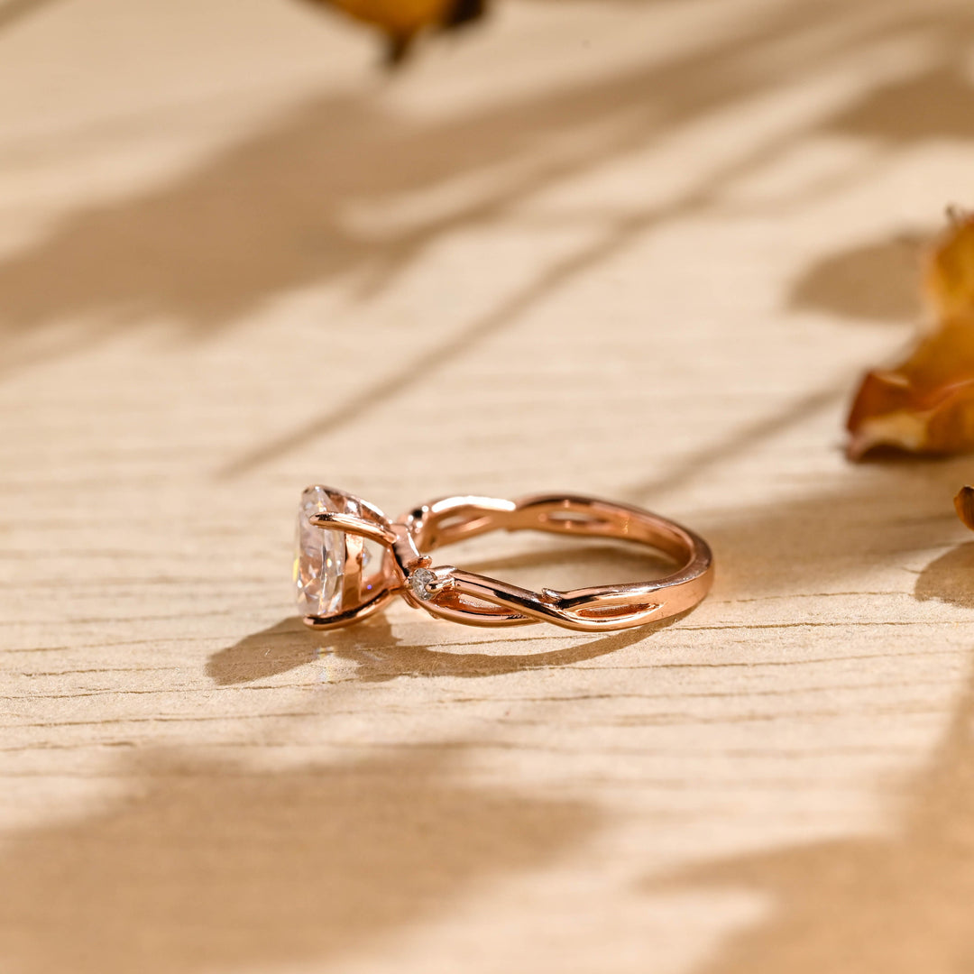 2.0ct-3.0ct Oval Cut Lab Grown Diamond Twig Engagement Ring