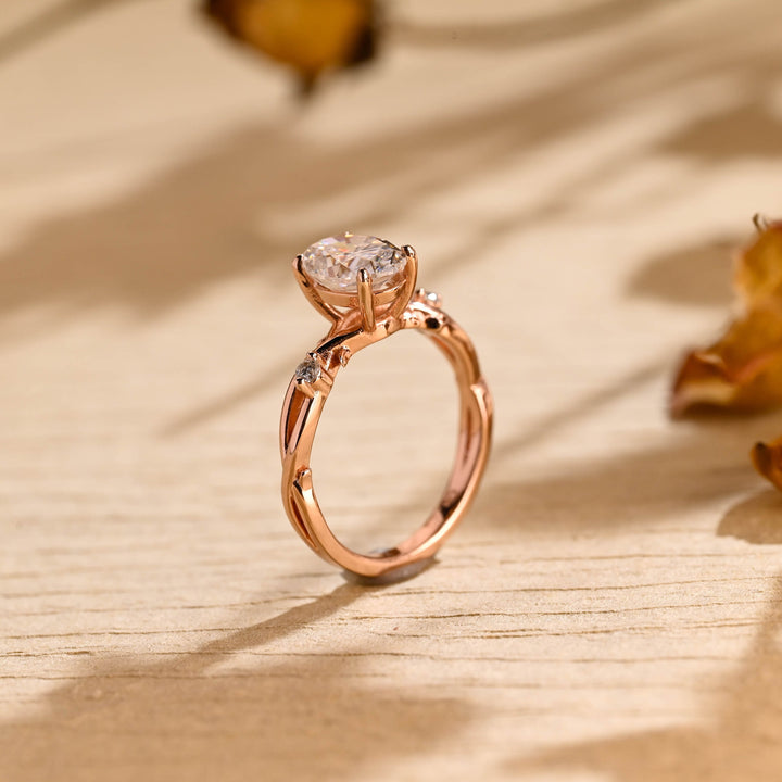 2.0ct-3.0ct Oval Cut Lab Grown Diamond Twig Engagement Ring