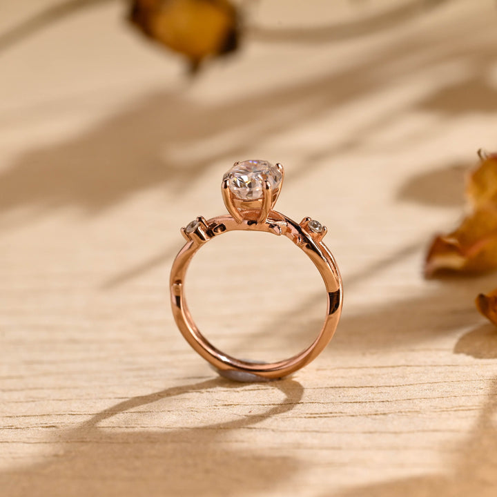 2.0ct-3.0ct Oval Cut Lab Grown Diamond Twig Engagement Ring