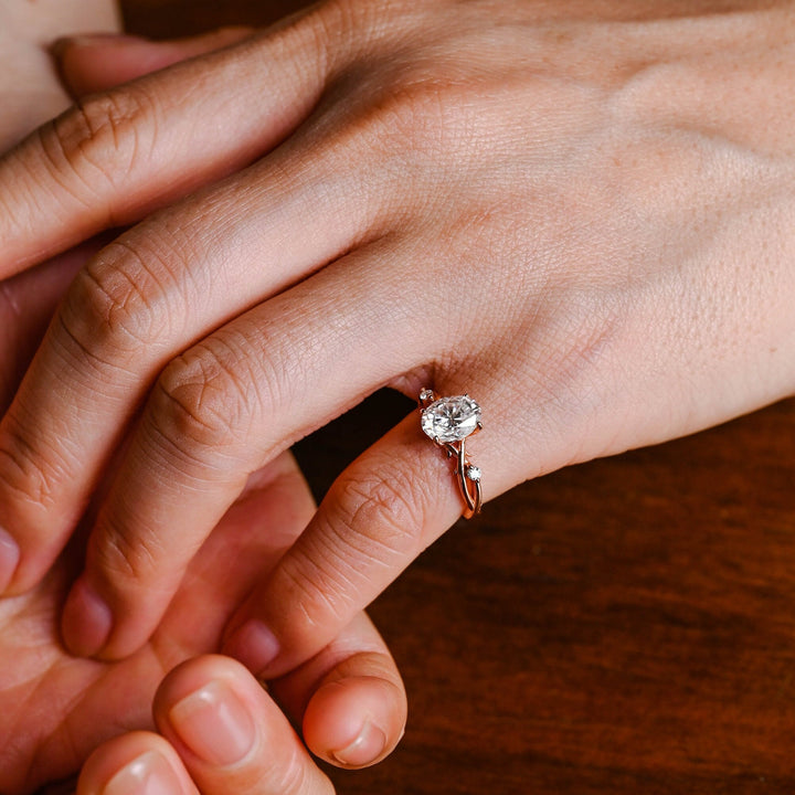 2.0ct-3.0ct Oval Cut Lab Grown Diamond Twig Engagement Ring