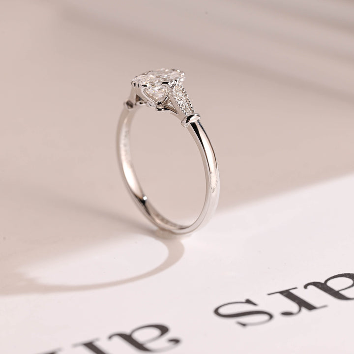 1.0ct-2.0ct Elongated Cushion Cut Lab Grown Diamond Vintage Engagement Ring
