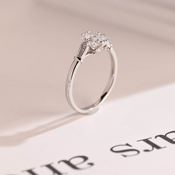 1.0ct-2.0ct Elongated Cushion Cut Lab Grown Diamond Vintage Engagement Ring