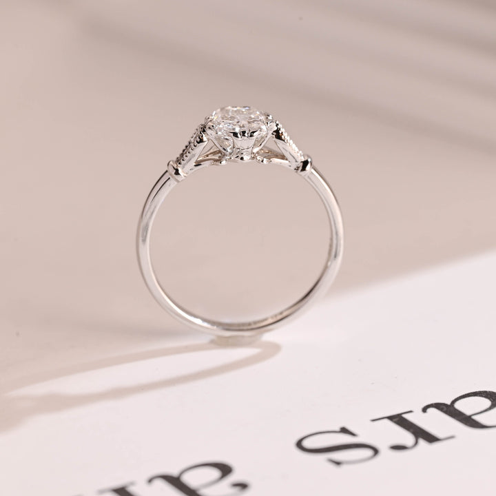 1.0ct-2.0ct Elongated Cushion Cut Lab Grown Diamond Vintage Engagement Ring