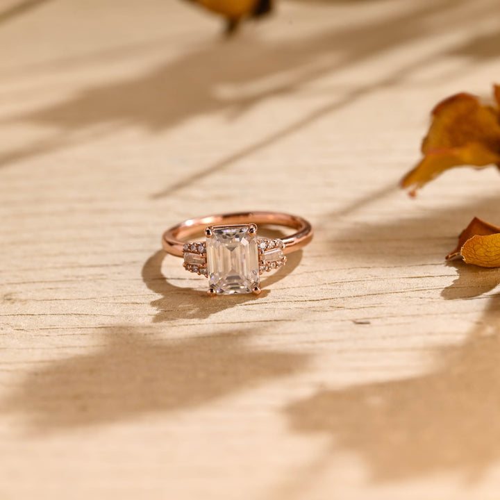 1.50ct-2.50ct Emerald Cut Lab Grown Diamond Cluster Engagement Ring