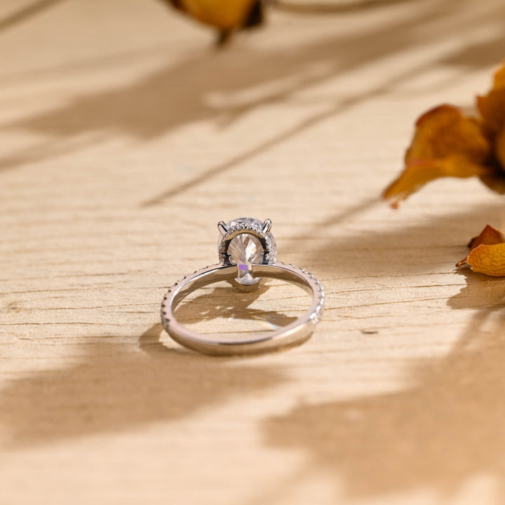 1.50ct-2.50ct Oval Cut Lab Grown Diamond Hidden Halo Engagement Ring