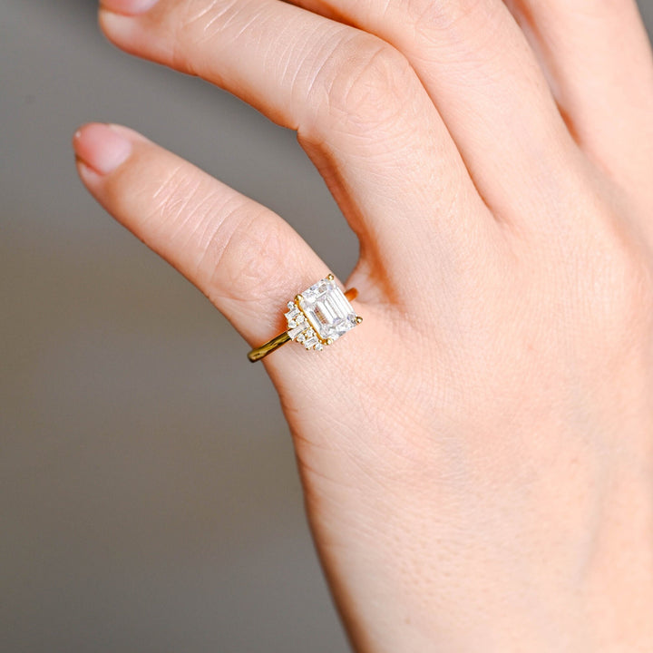 1.50ct-2.50ct Emerald Cut Lab Grown Diamond Cluster Engagement Ring
