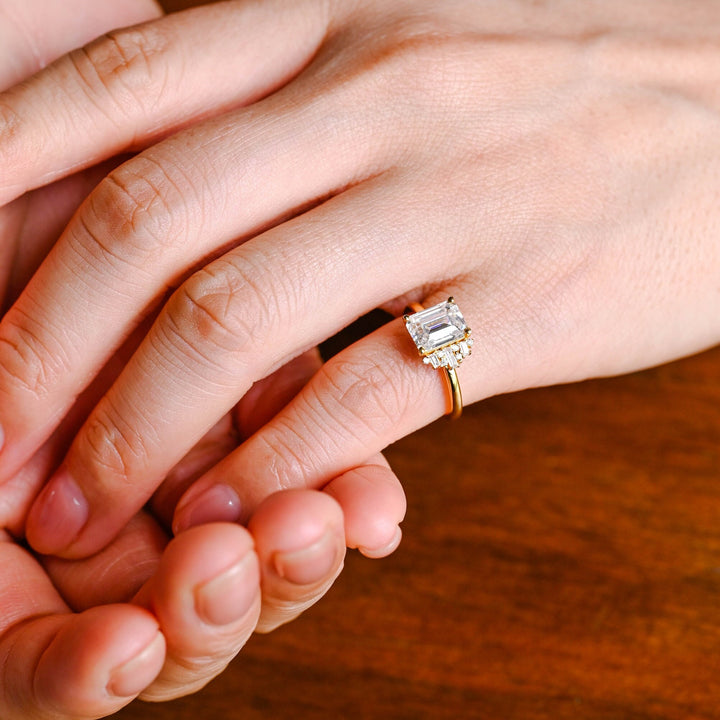 1.50ct-2.50ct Emerald Cut Lab Grown Diamond Cluster Engagement Ring