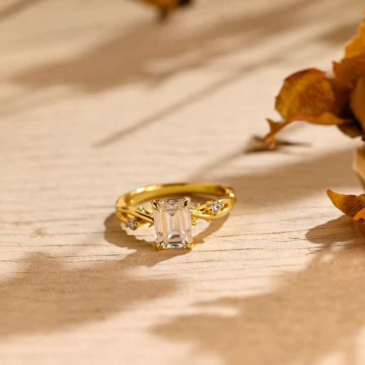1.50ct-2.50ct Emerald Cut Lab Grown Diamond Twig Engagement Ring