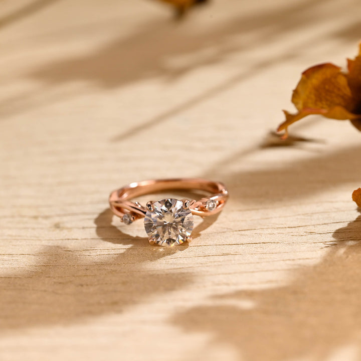 2.0ct-3.0ct Round Cut Lab Grown Diamond Twig Engagement Ring
