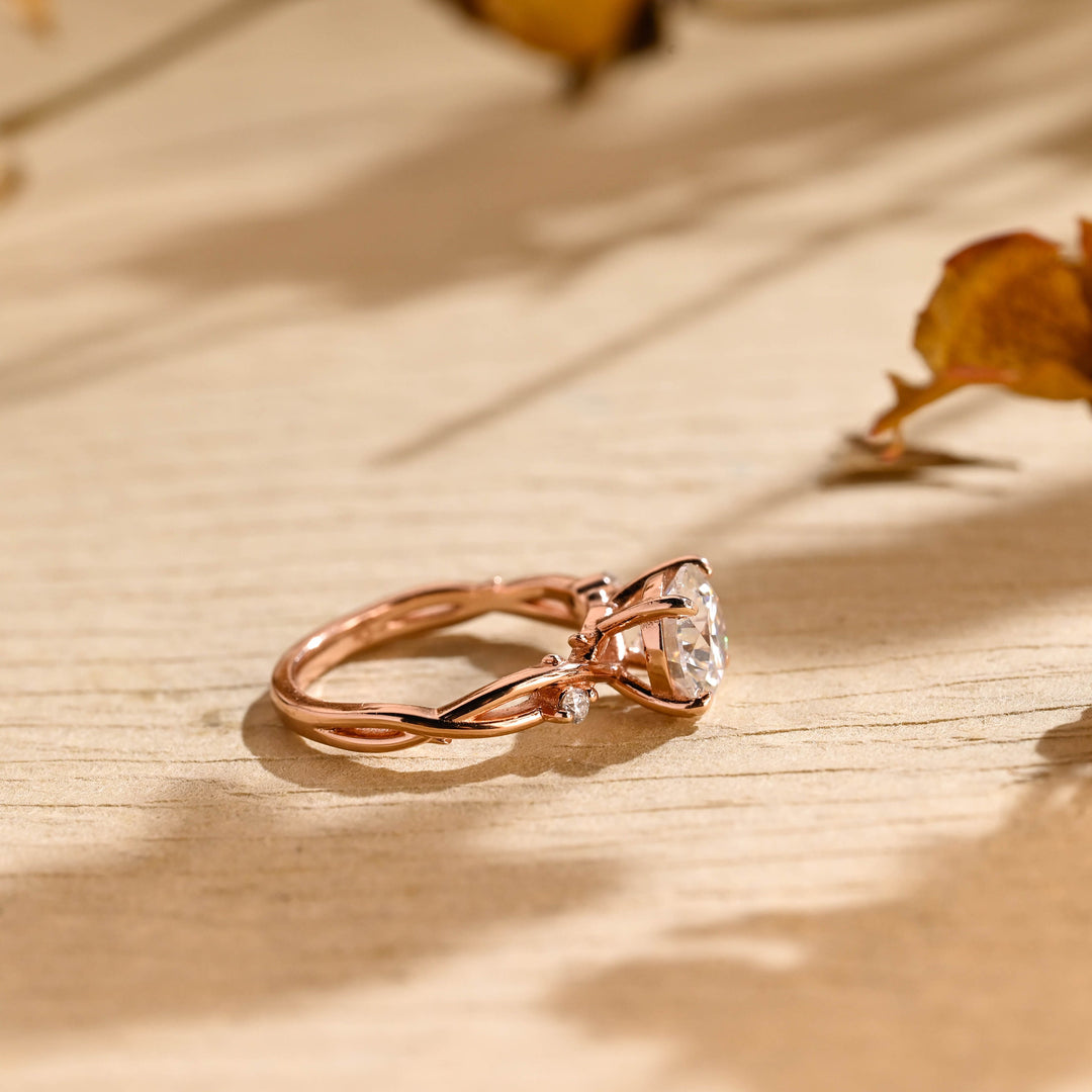 2.0ct-3.0ct Round Cut Lab Grown Diamond Twig Engagement Ring
