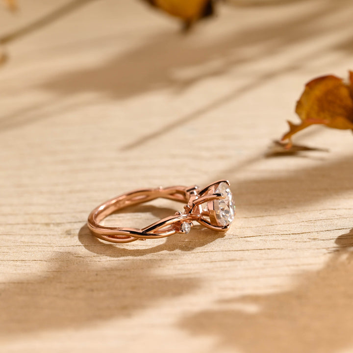 2.0ct-3.0ct Round Cut Lab Grown Diamond Twig Engagement Ring