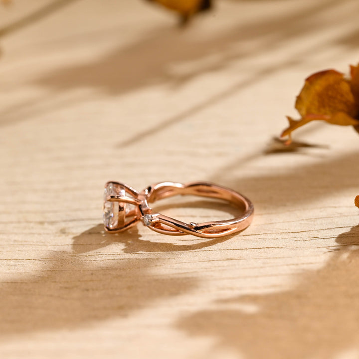 2.0ct-3.0ct Round Cut Lab Grown Diamond Twig Engagement Ring